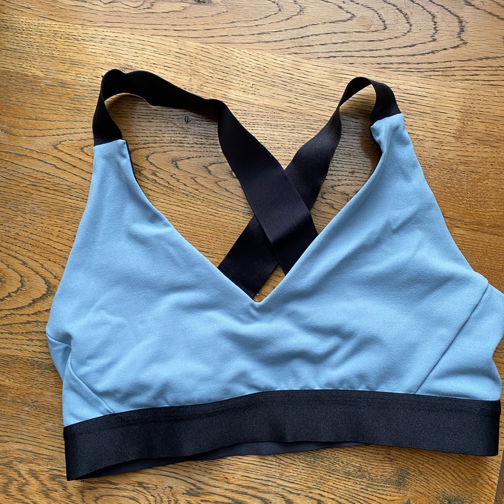 Senita Athletics Sports Flex Bra Steel Blue S Light Blue Gray with Black Cross - Picture 6 of 7